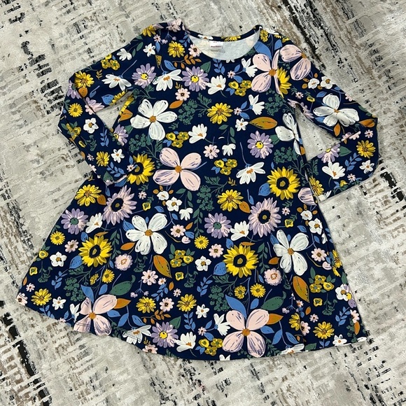 Hanna andersson floral long sleeve swing dress size 10